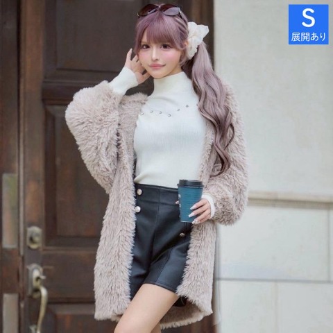 レディース　ファーライクニットカーディガン（今井アンジェリカ）