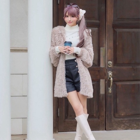 レディース　ファーライクニットカーディガン（今井アンジェリカ）