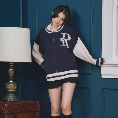 レディース　ノルディック柄ニットブルゾン（2PINK）