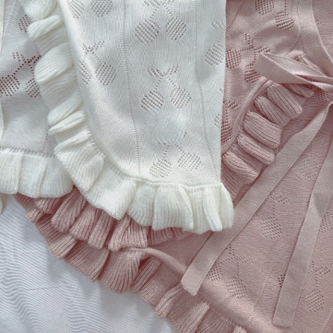 レディース　サクランボ柄ニットボレロ(maki)