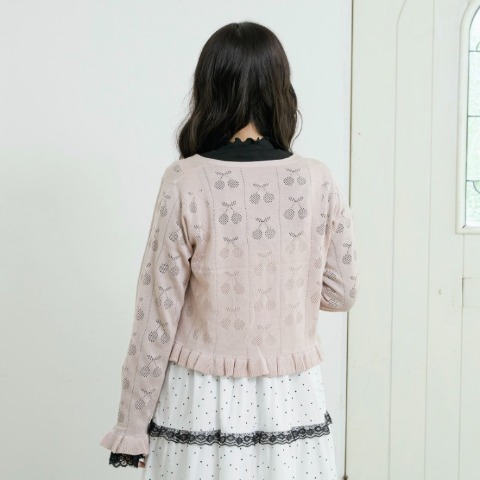 レディース　サクランボ柄ニットボレロ(maki)