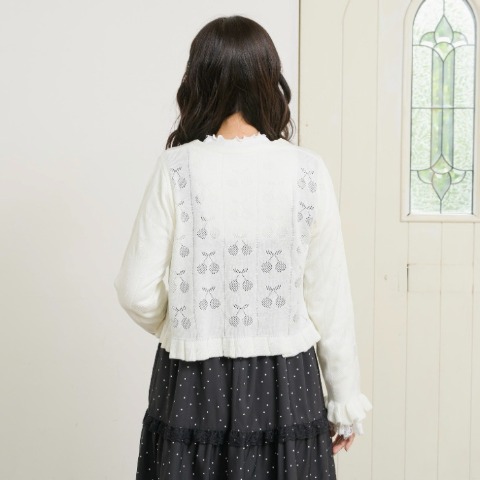 レディース　サクランボ柄ニットボレロ(maki)