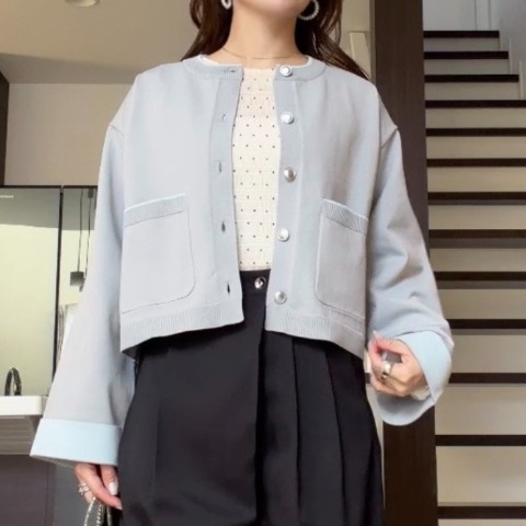 レディース　配色ニットカーディガン(miyo)