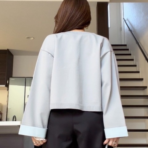 レディース　配色ニットカーディガン(miyo)