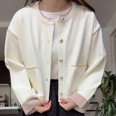 レディース　配色ニットカーディガン(miyo)