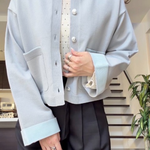 レディース　配色ニットカーディガン(miyo)