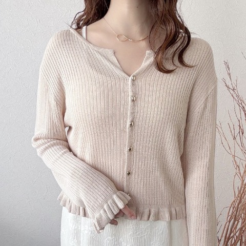 レディース　2WAYフリルニットカーディガン（TOMO）