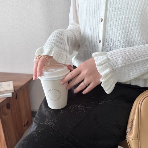 レディース　2WAYフリルニットカーディガン（TOMO）