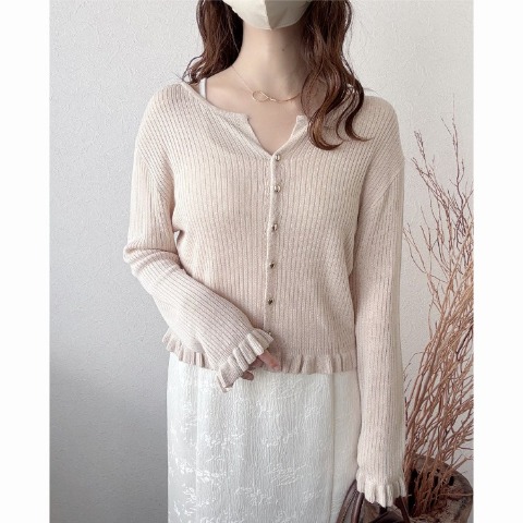 レディース　2WAYフリルニットカーディガン（TOMO）