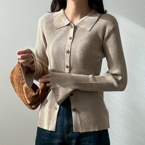 レディース　襟付きニットカーディガン（misato）