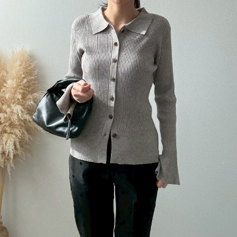 レディース　襟付きニットカーディガン（misato）
