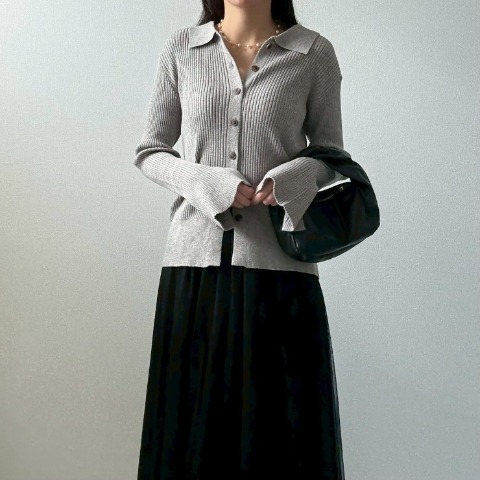 レディース　襟付きニットカーディガン（misato）