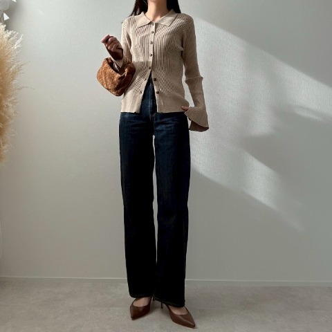 レディース　襟付きニットカーディガン（misato）