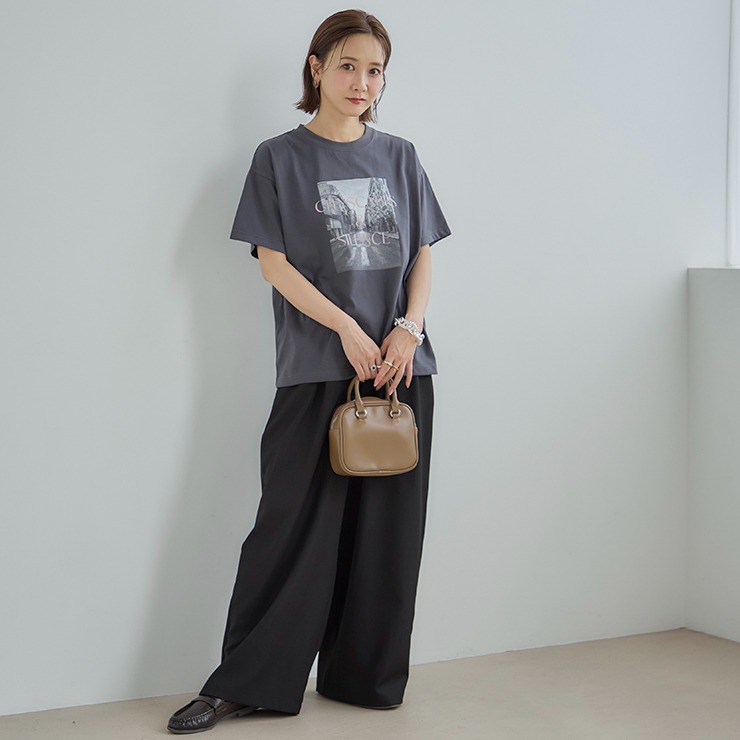 しまむら田中里奈 レディース タックワイドパンツ（田中里奈/高身長さん向け 股下69cm