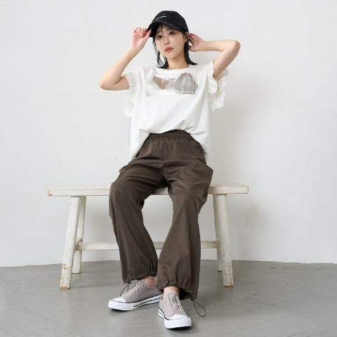 レディース　裾ドロストパンツ（休井 美郷）