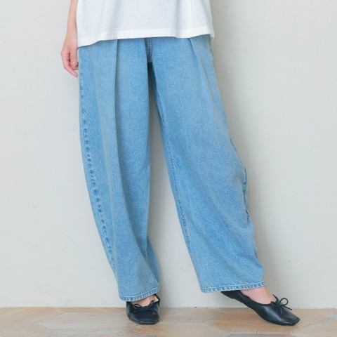 レディース　コクーンデニムパンツ（しまデニ)