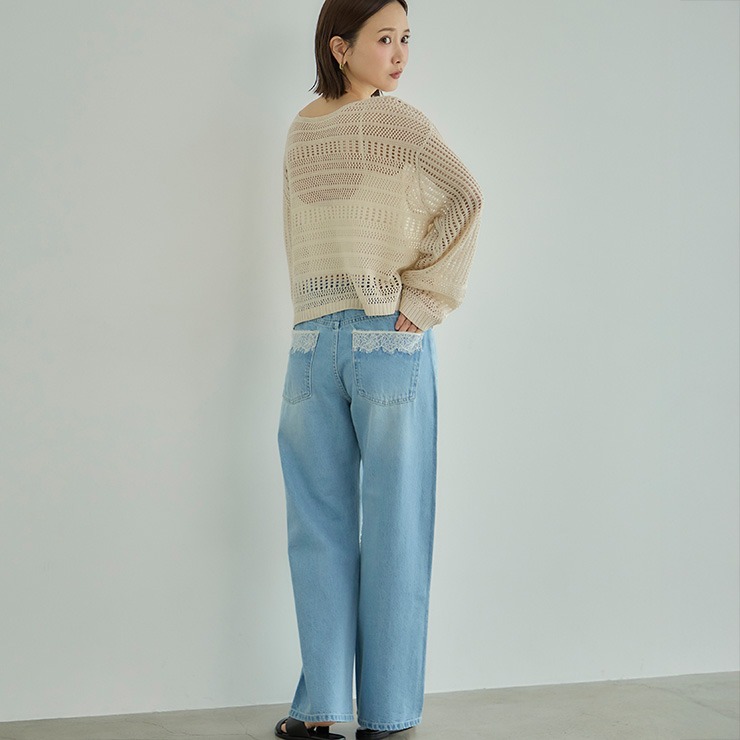 レディース レース使いデニムパンツ（田中里奈） | しまむら