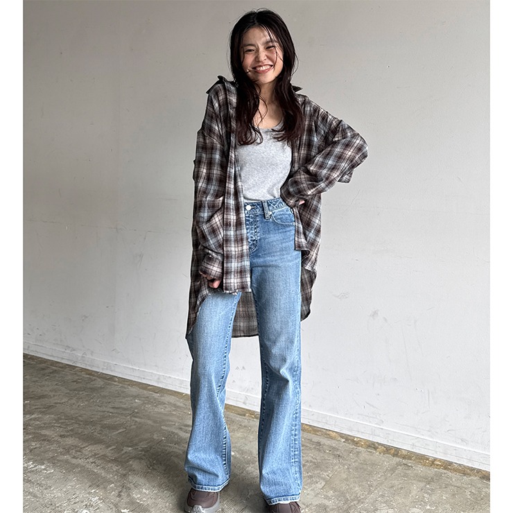 LEX着用私物ブランド! FRESH.i.AM トリプルスターフレアデニムパンツ レディース フレアデニムパンツ（しまデニPREMIUM×ぷーさん