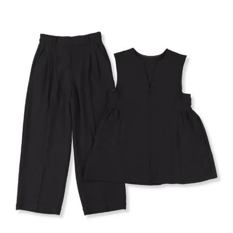 レディース　ペプラムベスト+ワイドパンツセット（MUMU)