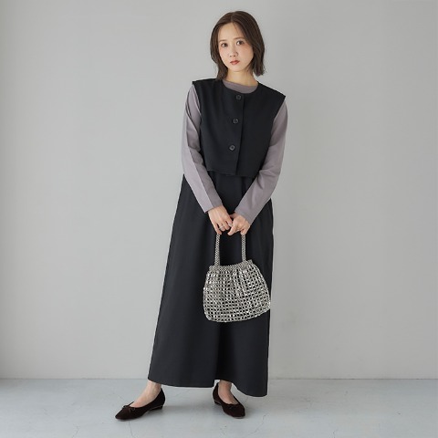 レディース　ベスト+ジャンパースカートセット（田中里奈）