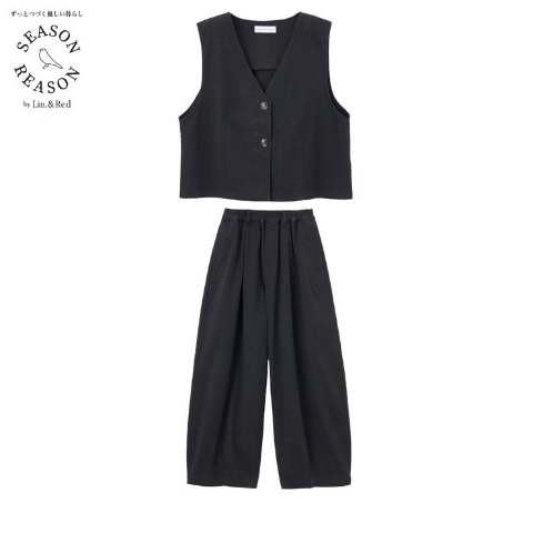 レディース　タックベスト+タックコクーンパンツ（SEASON REASON）
