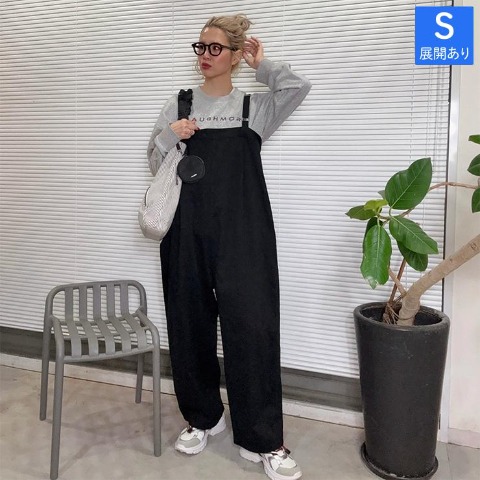 レディース　サロペットパンツ（おなつ） ブラック 113