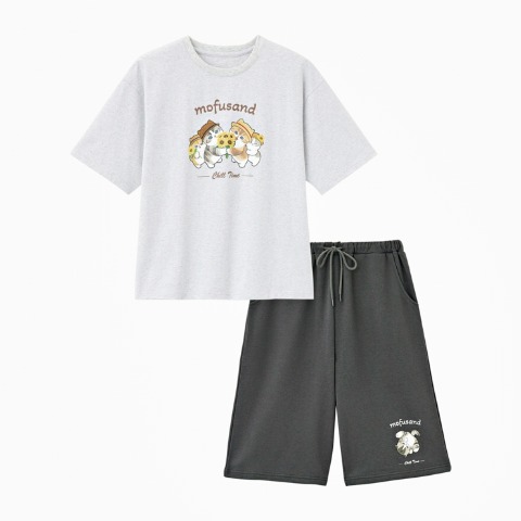 レディース　半袖Tシャツ+ハーフパンツセット（mofusand)