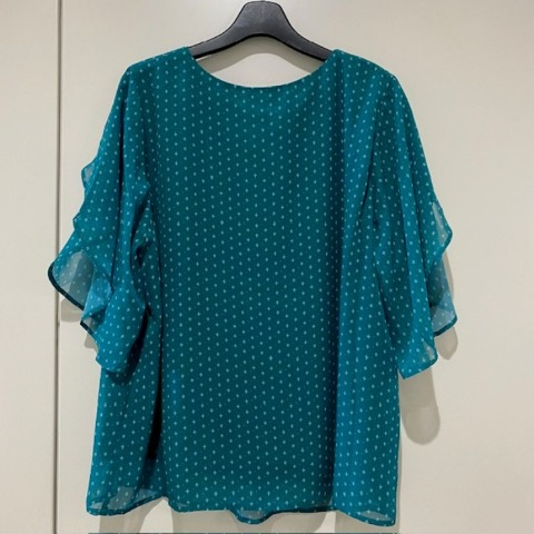 レディース　シフォンチュール袖プルオーバー