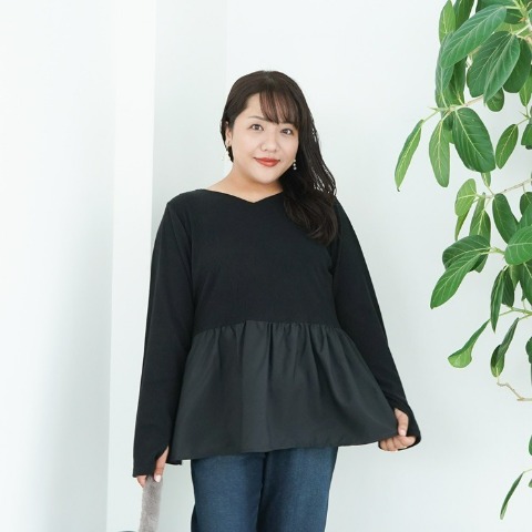 レディース　ペプラム切替プルオーバー(Hina)