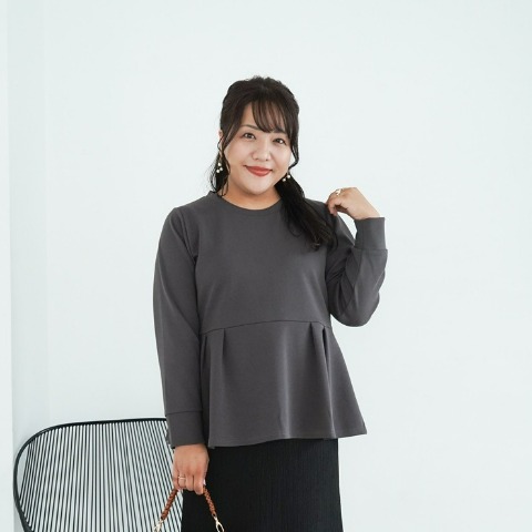 レディース　タックペプラムプルオーバー(Hina)