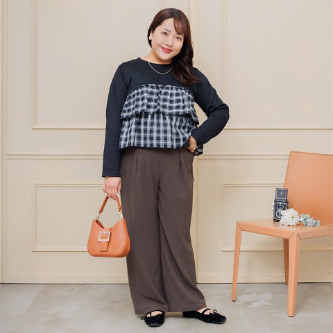 レディース　チェックフリルプルオーバー（Hina）