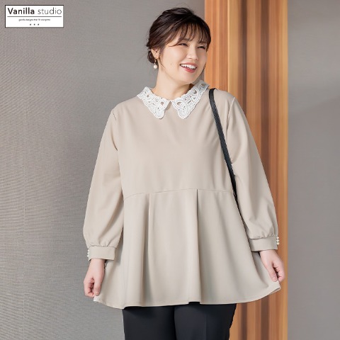 レディース　襟レースプルオーバー（Vanilla studio）