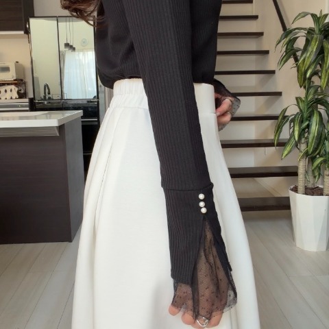 レディース　袖チュールプルオーバー(miyo)