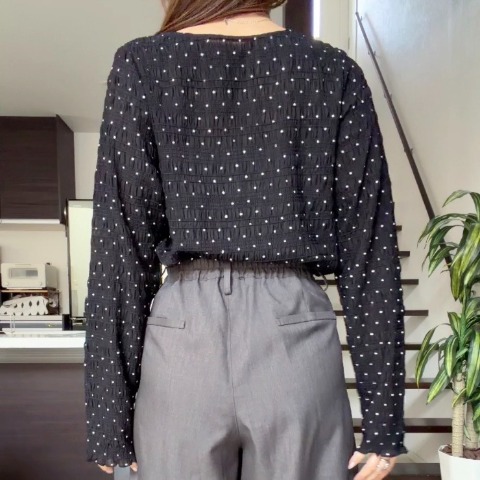 レディース　ドット柄シャーリングプルオーバー(miyo)