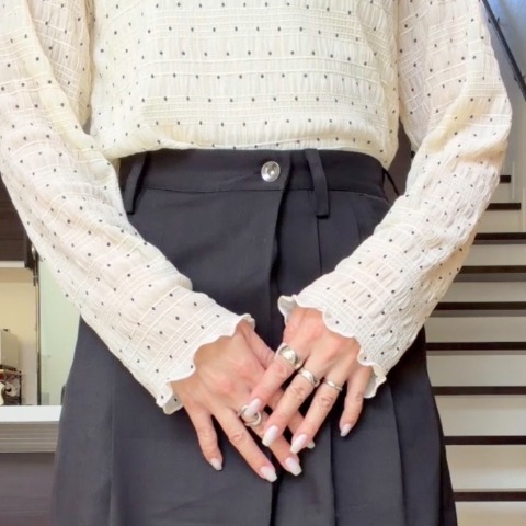 レディース　ドット柄シャーリングプルオーバー(miyo)