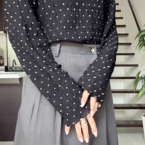 レディース　ドット柄シャーリングプルオーバー(miyo)