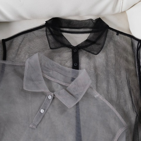 レディース　襟付きチュールシャツ（Taiyou）