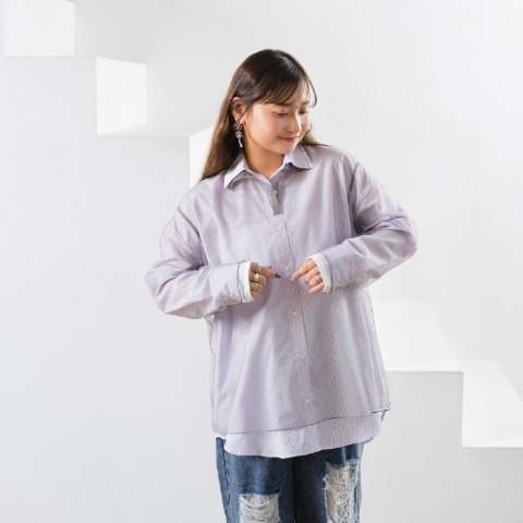 レディース　襟付きチュールシャツ（Taiyou）