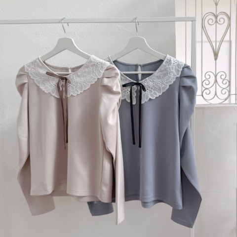 レディース　レース襟付きプルオーバー(maki)