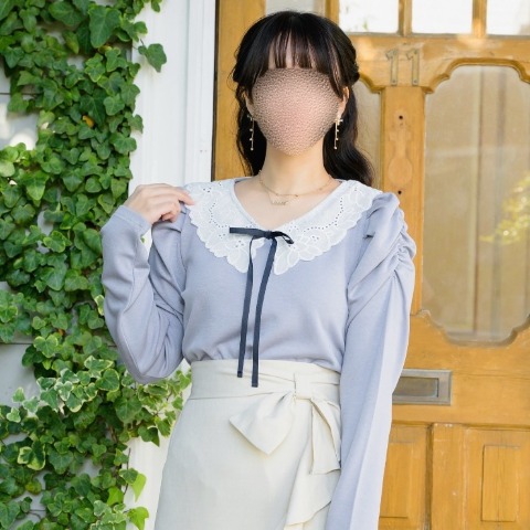 レディース　レース襟付きプルオーバー(maki)