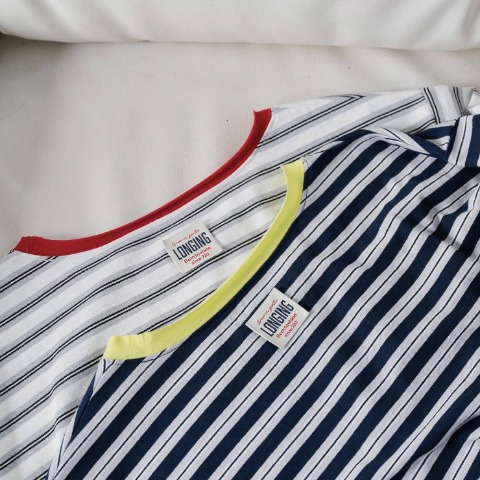 レディース　レイヤード風ボーダープルオーバー（Taiyou）