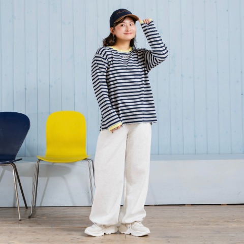 レディース　レイヤード風ボーダープルオーバー（Taiyou）