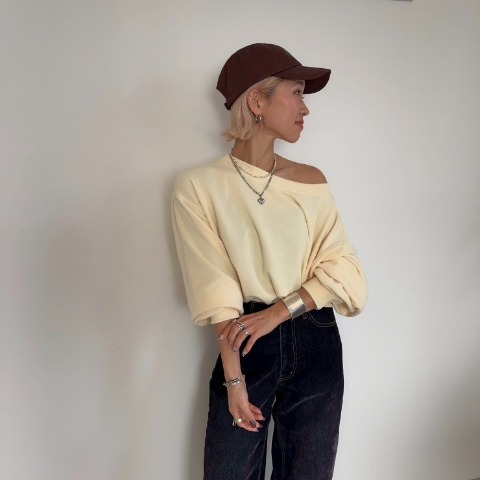 レディース　オーバーサイズボートネックプルオーバー（anna）