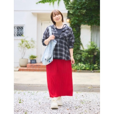 レディース　チェックシャツ(おかだゆり)