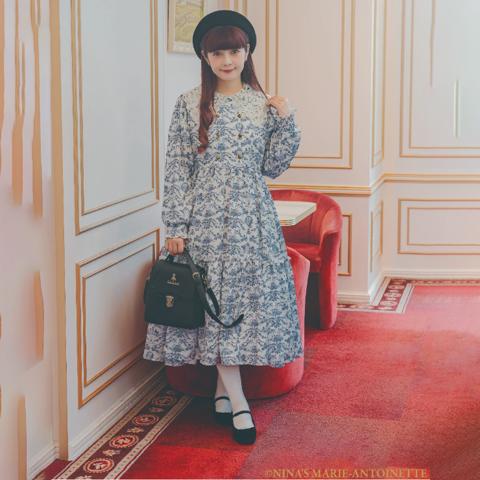 レディース　レース襟トワルドジュイワンピース（青木美沙子×NINA'S）