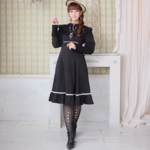 レディース　配色花柄ジャカードワンピース（愛野えり）