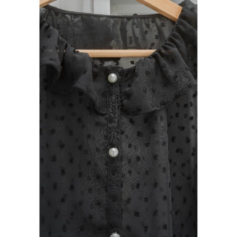 レディース　シアーフリルブラウス（青木美沙子）