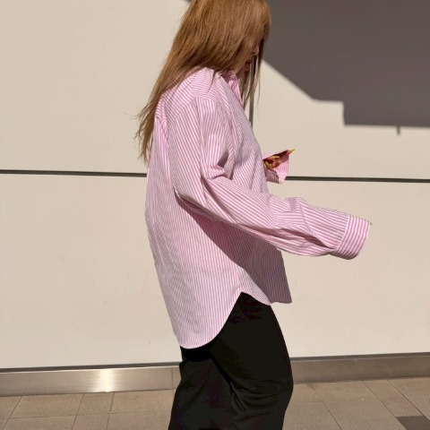 レディース　ストライプビッグシャツ（ちゃんゆり）