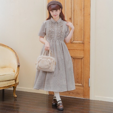 レディース　ギンガムチェックワンピース（青木美沙子）