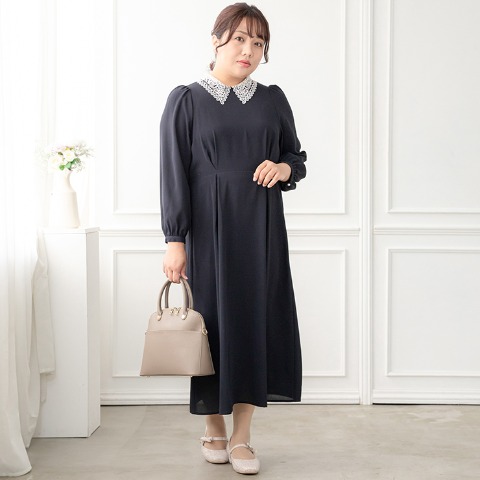 レディース　襟レースワンピース（Hina）